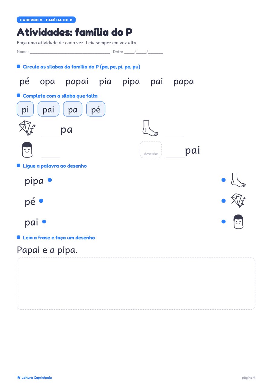 Atividades da família do P